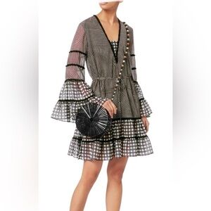 JONATHAN Simkhai feminine sheer bell sleeve lace trim Dress size small